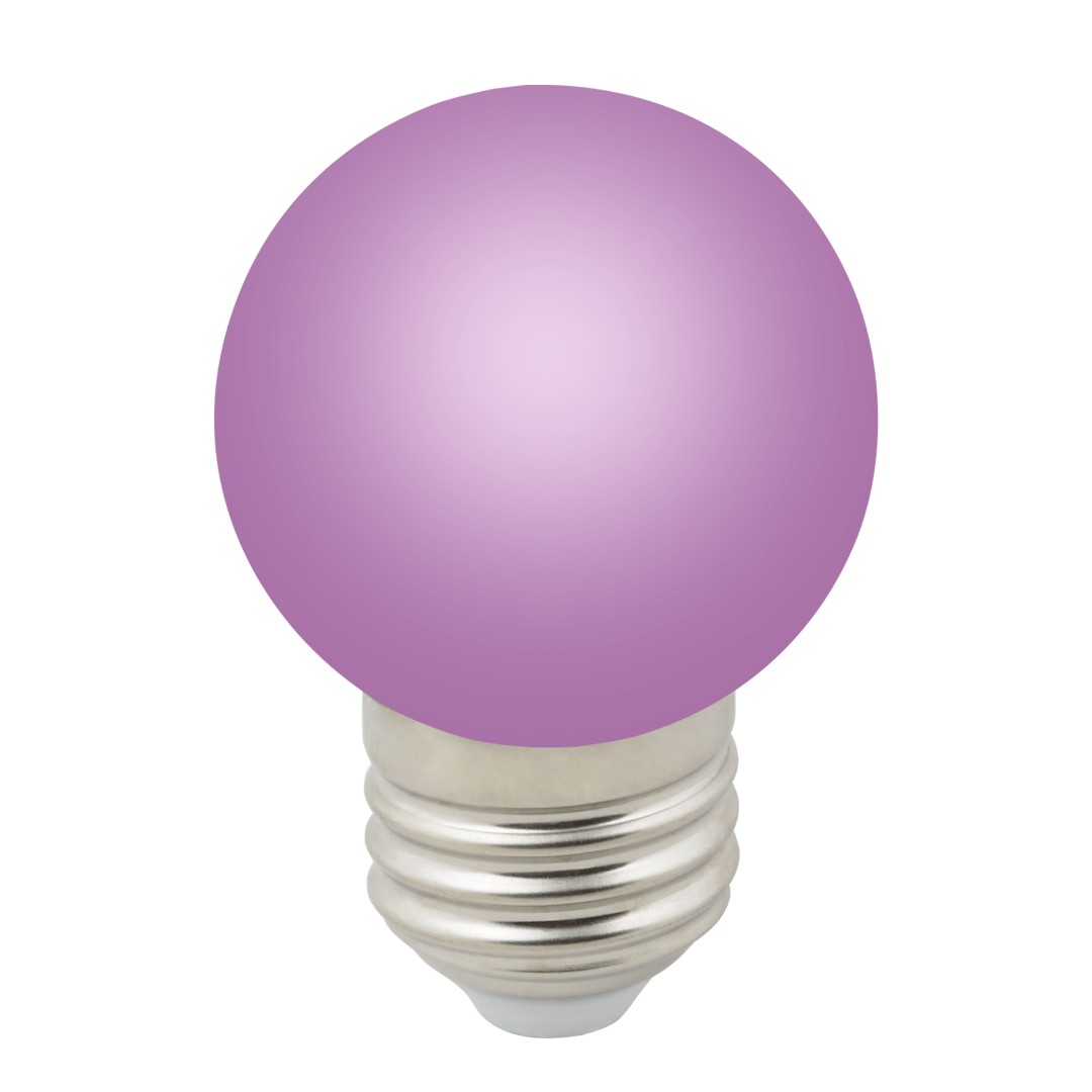 LED-G45-1W/PURPLE/E27/FR/С Лампа декоративная светодиодная. Форма шар
